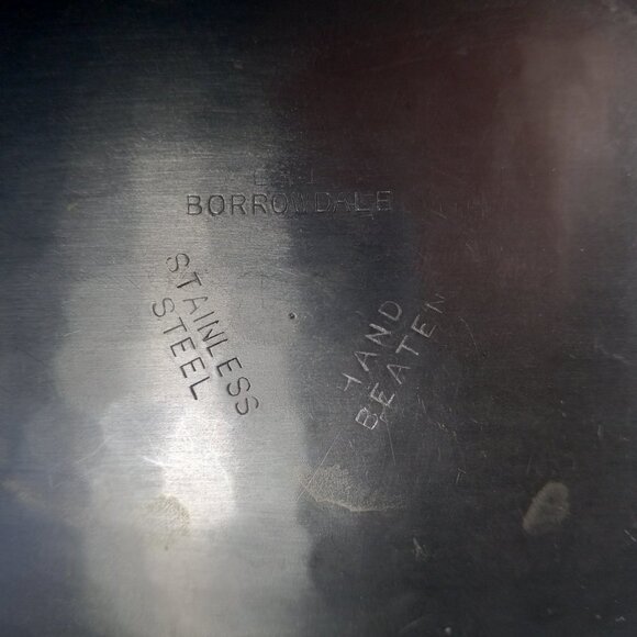 Borrowdale Stainless Steel MCM Style Tray Hand Hammered 14" Length Vintage - Picture 3 of 15